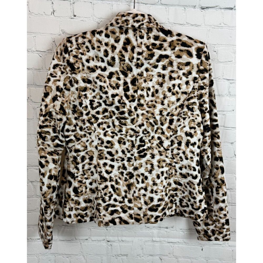 CALVIN KLEIN beige black animal leopard classic career blazer jacket 8P NWOT - Picture 9 of 9